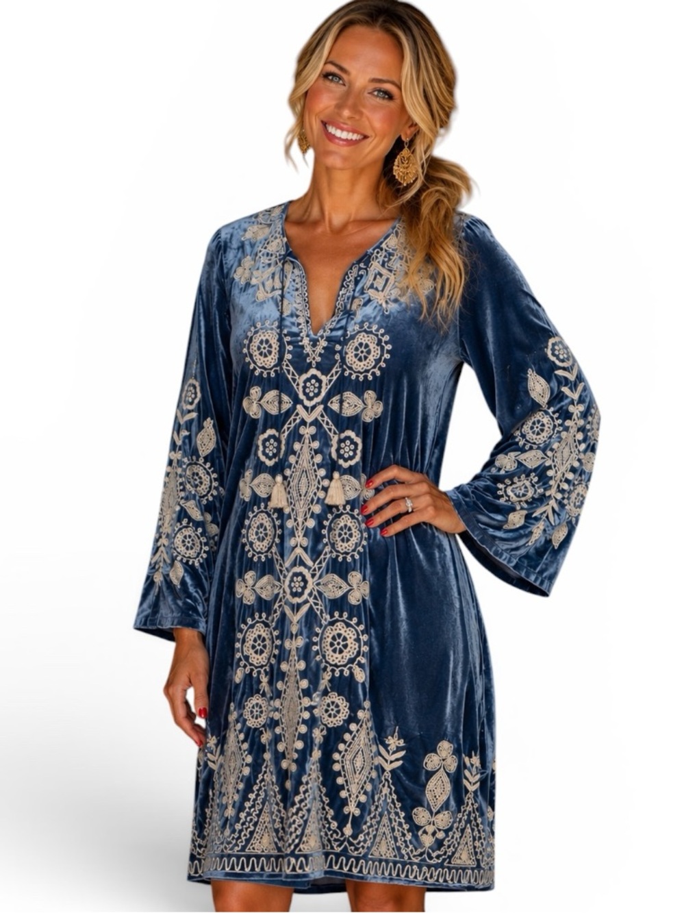 Johnny Was Liona heavily embroidered velvet dress NWT